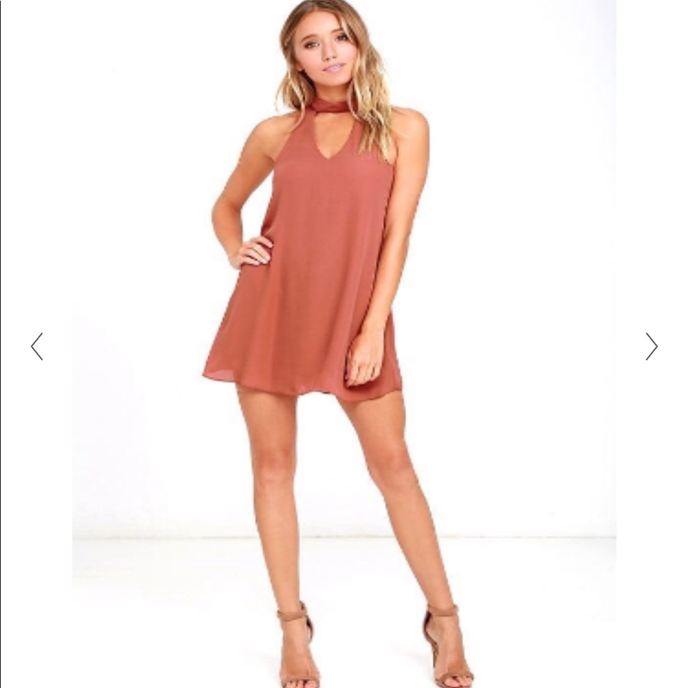 Lulus Rusty Rose Groove Thing Swing Dress #0025